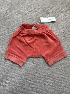 Caramel Coral Terry Baby Shorts